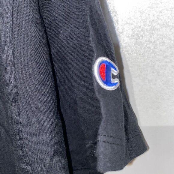 Champion Men's Black Crew Neck Short Sleeve Spell Out Logo Graphic T-shirt Large - Picture 5 of 9
